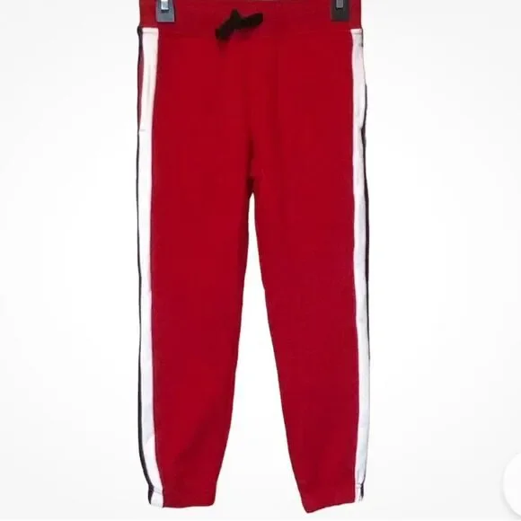 NAUTICA Boys Side Stripe Fleece Joggers Red, Black, White Size M 5 NWT - Picture 2 of 7